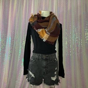 orange and brown plaid infinity scarf